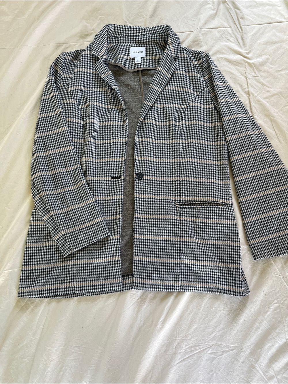 Nine West Black and White Checkered Blazer